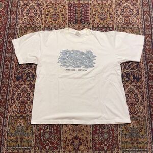 Vintage Glyphs Cozumel Mexico Fish Graphic T-Shirt Mens XL White Cotton Souvenir